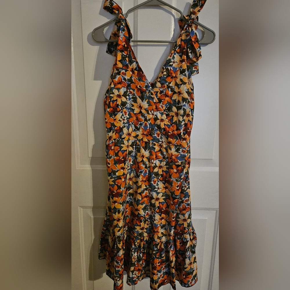 SHEIN Curve Floral Dress with Orange and Green